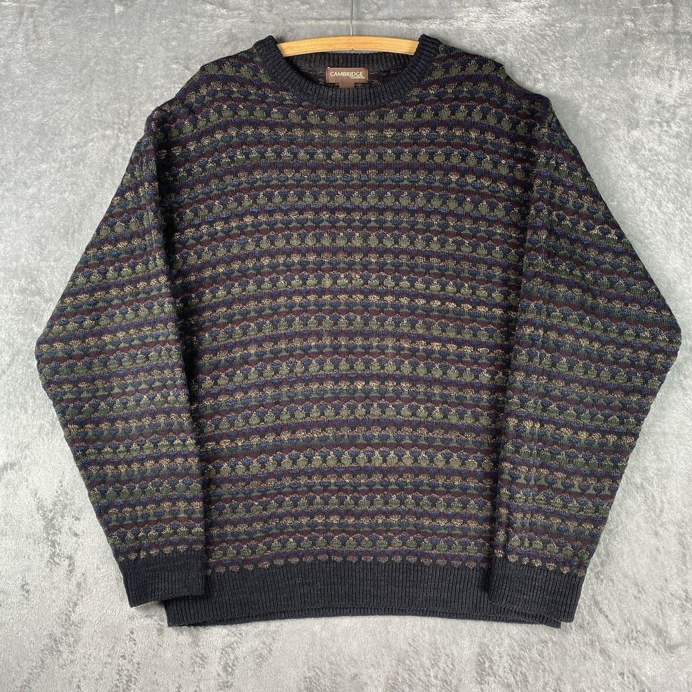 Vintage Cambridge Classics Sweater Mens Size L Grandpa Crewneck 90s Grunge Fall